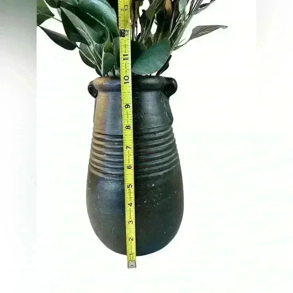 Pier 1 Imports 10” Dark Gray Interior Decorative Vase Rustic Matte Stone